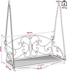 vidaXL Πάγκος Κούνια Ατσάλι 110 x 52,5 x 47 εκ. Αντίκες Λευκό
