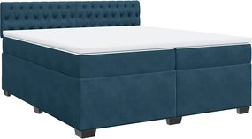vidaXL Κρεβάτι Boxspring με Στρώμα Μπλε 200x200 εκ. Βελούδινο