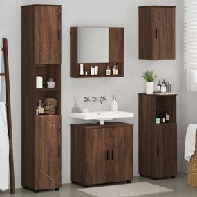 vidaXL Σετ Επίπλων Μπάνιου Επιτοίχιο 5 pcs Καφέ δρυς 61 x 35 x 64 εκ.
