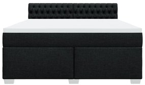 vidaXL Κρεβάτι Boxspring με Στρώμα Μαύρο 180x200 εκ. Υφασμάτινο