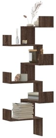 vidaXL Γωνιακή Ραφιέρα Τοίχου Καφέ Δρυς 45x45x147 εκ. Επεξ. Ξύλο