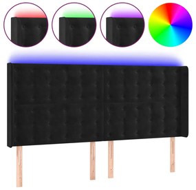 vidaXL Κεφαλάρι Κρεβατιού LED Μαύρο 163x16x118/128 εκ. Βελούδινο