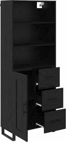 vidaXL Highboard με συρτάρι 2 pcs Μαύρη Οξυά Επεξεργασμένο ξύλο