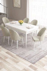 Extendable Dining Table &amp; Chairs Set (7 Pieces) Roz - White, Cream White
Cream