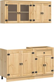 vidaXL Ντουλαπιού με ράφι SKI 4 pcs Μέλι Καφέ Στερεά ξυλεία πεύκου