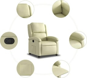 vidaXL Πολυθρόνα Ανακλινόμενη Κρεμ από Γνήσιο Δέρμα