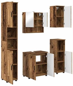 vidaXL Σετ Επίπλων Μπάνιου με πόρτα 5 pcs Παλαιό ξύλο 61 x 35 x 64 εκ.