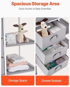 VEVOR Baby Changing Table Portable Diaper Change Station with 3 Drawers &amp; Wheels