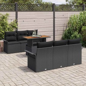 vidaXL Σετ Καναπέ Κήπου με μαξιλάρι 7 pcs Μαύρο 100 x 55 x 73 εκ