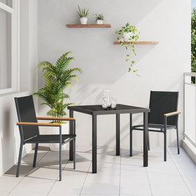 vidaXL 3 Τεμαχίων Σετ Εξωτερικής Τραπεζαρίας Μαύρη Τεξτιλίνη και Ατσάλι