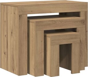 vidaXL Τραπεζάκια Ζιγκόν 3 τεμ. Αρτισιανή Δρυς από Επεξεργασμένο Ξύλο