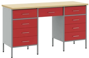 vidaXL Ντουλάπα Εργασίας με συρτάρι 3 pcs Κόκκινο 150 x 55 x 85 εκ