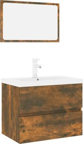 vidaXL Σετ Επίπλων Μπάνιου Καπνιστή Δρυς από Τεχν. Ξύλο