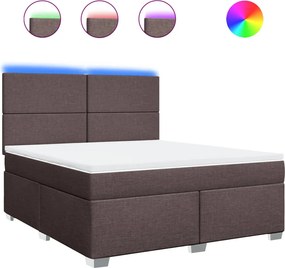vidaXL Κρεβάτι Boxspring με Στρώμα Σκούρο Καφέ 180x200 εκ Υφασμάτινο