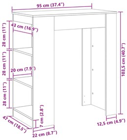 ΤΡΑΠΕΖΙ ΜΠΑΡ ΜΕ ΡΑΓΕΣ ΚΑΦΕ ΔΡΥΣ 95X47X103,5 ΕΚ. ΕΠΕΞΕΡΓ. ΞΥΛΟ 854388