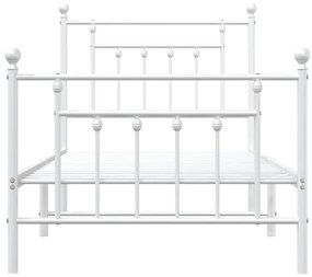 vidaXL Πλαίσιο Κρεβατιού με Κεφαλάρι/Ποδαρικό Λευκό 90x190 εκ. Μέταλλο