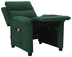 vidaXL Πολυθρόνα Μασάζ Σκούρο Πράσινο Υφασμάτινη