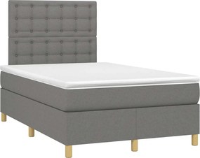 vidaXL Κρεβάτι Boxspring με Στρώμα Σκούρο Γκρι 120x190 εκ Υφασμάτινο