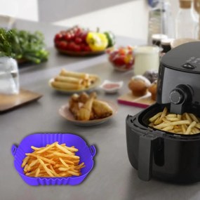 Φόρμα Σιλικόνης Τετράγωνη για Air Fryer 16cm - Μωβ