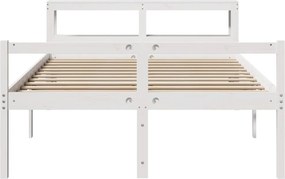 vidaXL Κρεβάτι Ηλικιωμένου με Κεφαλάρι Λευκό 120x190 εκ. Μασίφ Πεύκο