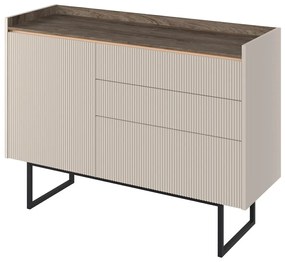 Σιφονιέρα Fresno AV101, Beige, Σκούρα δρυς, 86x118x40cm