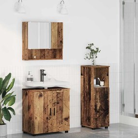 vidaXL Σετ Επίπλων Μπάνιου με πόρτα 3 pcs Παλαιό ξύλο 61 x 35 x 64 εκ.