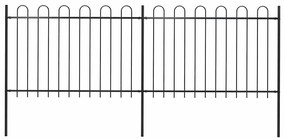 Φράχτης Κήπου με Κορυφή από Ατσάλι 359 x 120 εκ. Μαύρος