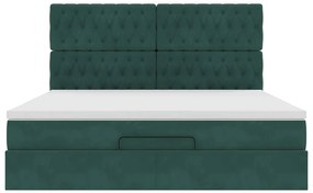 vidaXL Οθωμανικό κρεβάτι με στρώματα&LEDs Dark Green 180x200cm Velvet