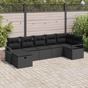 vidaXL Σετ Καναπέ Κήπου 7 pcs Μαύρο 287 x 122 x 85 εκ Πολυ ράταν