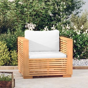 vidaXL Πολυθρόνα Κήπου από Μασίφ Ξύλο Teak με Κρεμ Μαξιλάρια