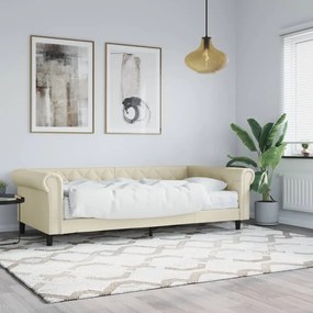 vidaXL Καναπές Κρεβάτι με Στρώμα Κρεμ 90 x 200 εκ. Συνθετικό Δέρμα