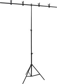 vidaXL Βάση Φόντου σε Σχήμα Τ Μαύρη 151x60x(70-200) εκ.
