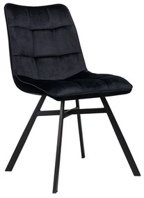 Καρέκλα Simona Μαύρο 46 x 61 x 88, Χρώμα: Μαύρο, Υλικό: Βελούδο, Μέταλλο