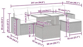 Σετ Καναπέ Κήπου 6 τεμ. Μπεζ Συνθετικό Ρατάν με Μαξιλάρια - Μπεζ