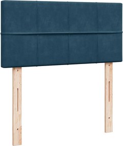 vidaXL Κρεβάτι Boxspring με Στρώμα Μπλε 90x190 εκ. Βελούδινο