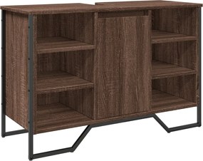 vidaXL Ντουλάπι Νιπτήρα Μπάνιου Καφέ Δρυς 91x35x60 εκ. Επεξ. Ξύλο