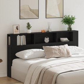 vidaXL Κεφαλάρι Ντουλάπα Μαύρη Δρυς 200x18,5x104,5 εκ.