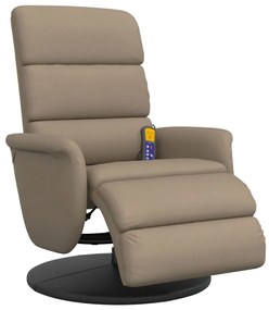 vidaXL Πολυθρόνα Μασάζ Ανακλινόμενη με Υποπόδιο Καπουτσίνο