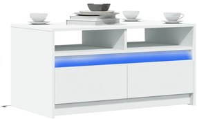 vidaXL Τραπεζάκι Σαλονιού με LED Φώτα Λευκό από Επεξ. Ξύλο