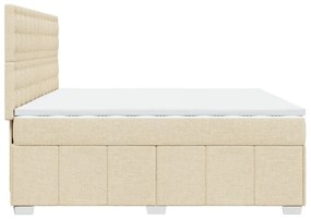 Κρεβάτι Boxspring με Στρώμα Κρεμ 200x200 εκ. Υφασμάτινο - Κρεμ