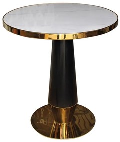OLIVE Τραπέζι Βαφή Μαύρο-Gold, Επιφάνεια Sintered Stone White Marble Φ70x73cm