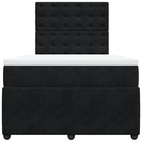 vidaXL Κρεβάτι Boxspring με Στρώμα Μαύρο 120x190 εκ. Βελούδινο
