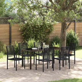 vidaXL Σέτ φαγητού για κήπο 7 pcs Μαύρο PVC ρατάν