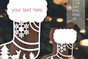 Σετ των 3 Intra απο ξύλο plywood 3mm-4mm πάχος Χριστουγεννιάτικα στολίδια με κάλτσες Δίασταση 8x8 cm INTRAFABR-102805297