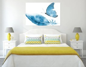 Φτερό εικόνας με πεταλούδα σε μπλε σχέδιο - 60x40