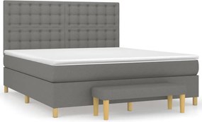 vidaXL Κρεβάτι Boxspring με Στρώμα Σκούρο Γκρι 160x200 εκ Υφασμάτινο