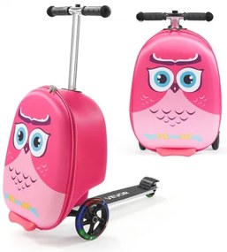 VEVOR Ride-on Luggage 20-inch Kids Scooter Suitcase with Flash Wheels Pink