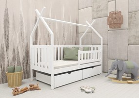 Κρεβάτι  Montessori Tipi Simba με Συρτάρια  από μασίφ ξύλο White  90×200cm