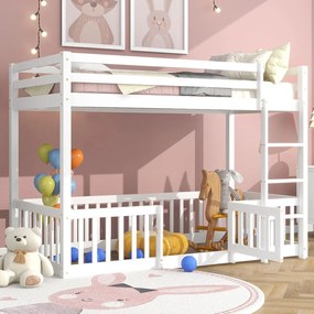 Κουκέτα παιδική PLAYKID με Παρκάκι Ξύλο Πεύκου Λευκό 190x90 εκ. 208x151.5x150 εκ.
