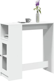vidaXL Τραπέζι Μπαρ με Ράφια Λευκό 101x40x103,5 εκ. Επεξεργ. Ξύλο